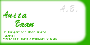anita baan business card